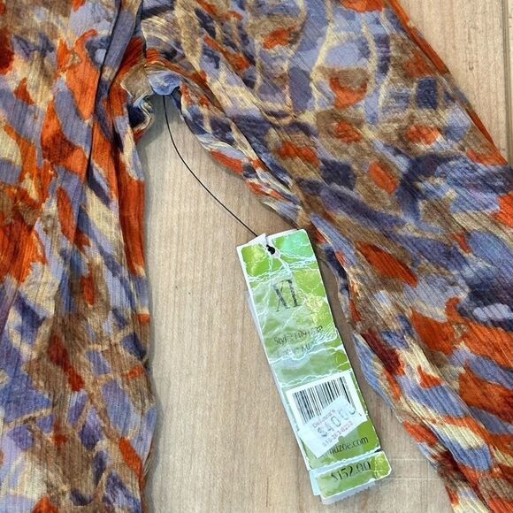 NWT Nic + Zoe Long Sleeve Sheer Silk Ruffle Neckline Blouse Size XL - Picture 9 of 13